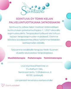 Sointuva Oy toimii Kelan palveluntuottajana.